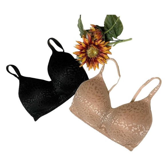 Rhonda Shear Jacquard Molded Cup Bra 2 Pack LARGE  (RS-20) - Picture 2 of 8